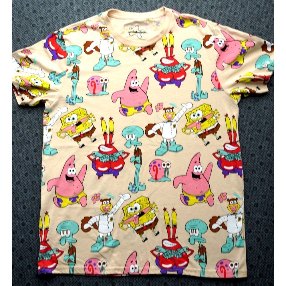 SpongeBob Patrick Squidward Gary All Over Print Tee Nickelodeon Size Medium
